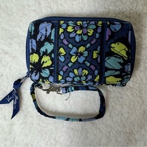 Vera Bradley Floral Zip Around Wallet Wristlet Blue Green Organizer